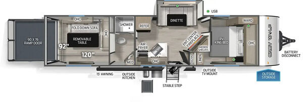 2026 Cherokee Grey Wolf 28 RRT Grey Wolf Toy Haulers Web Floorplan Large303360