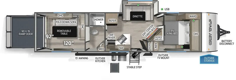 2026 Cherokee Grey Wolf 28 RRT Grey Wolf Toy Haulers Web Floorplan Large303360